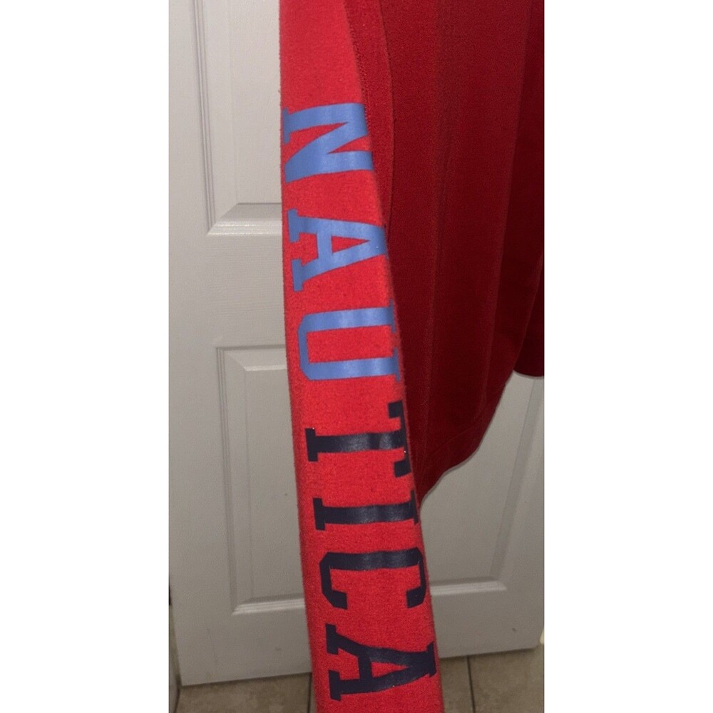 Nautica Size 14/16 Red Full Zip Hoodie Sweatshirt with Hoodie Logo On Front - Picture 8 of 8